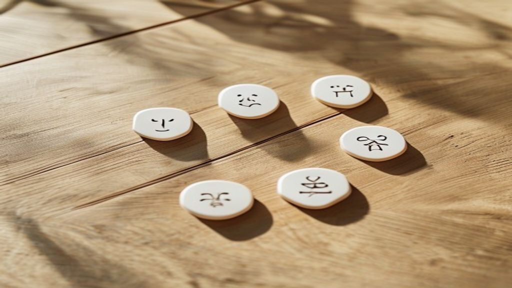 頭・顔・口元・身体・哲学の5領域を表す5つのシンプルなアイコンを五角形に配置したフラットレイ写真。1級FPが提唱する自己投資ポートフォリオ5領域フレームワークで、引き算で生まれた予算を振り替える先のH2見出し画像。