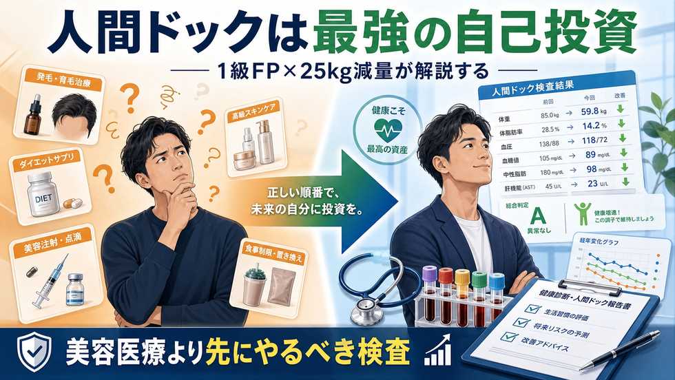 人間ドックは最強の自己投資｜美容医療より先にやるべき検査を1級FPが解説するアイキャッチ