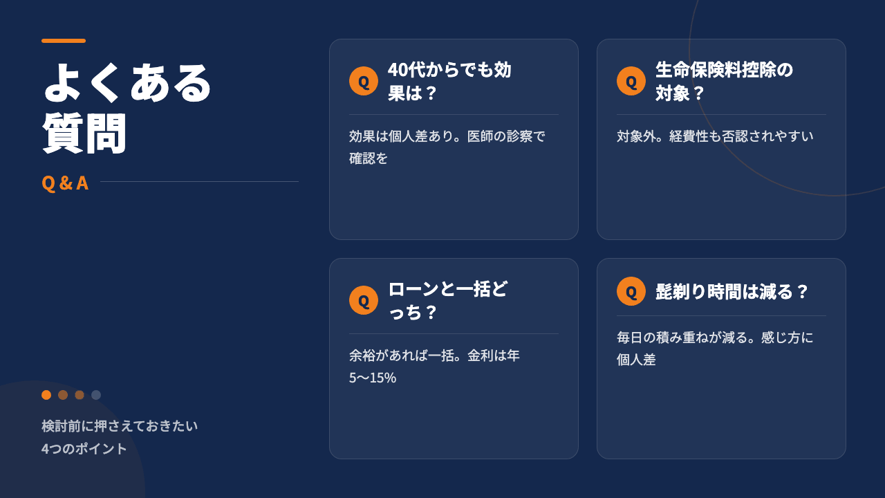 40代のヒゲ脱毛の効果・費用でよくある質問4つを1級FPが図解で回答