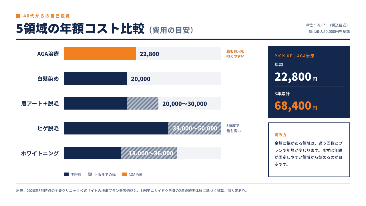 5領域の年額コスト比較インフォグラフィック